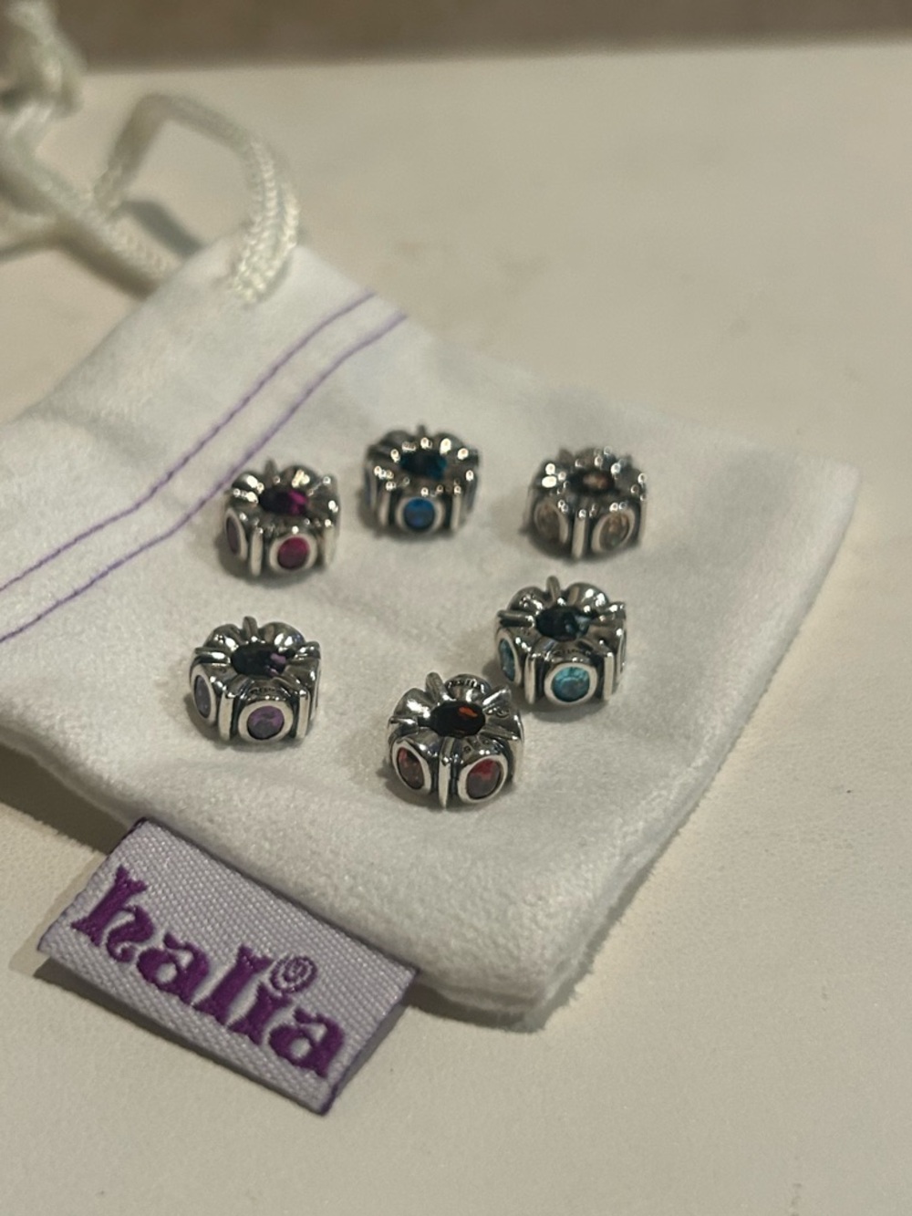 Pandora-style "Glamour Girl" Charms - Sterling Silver, multiple colors